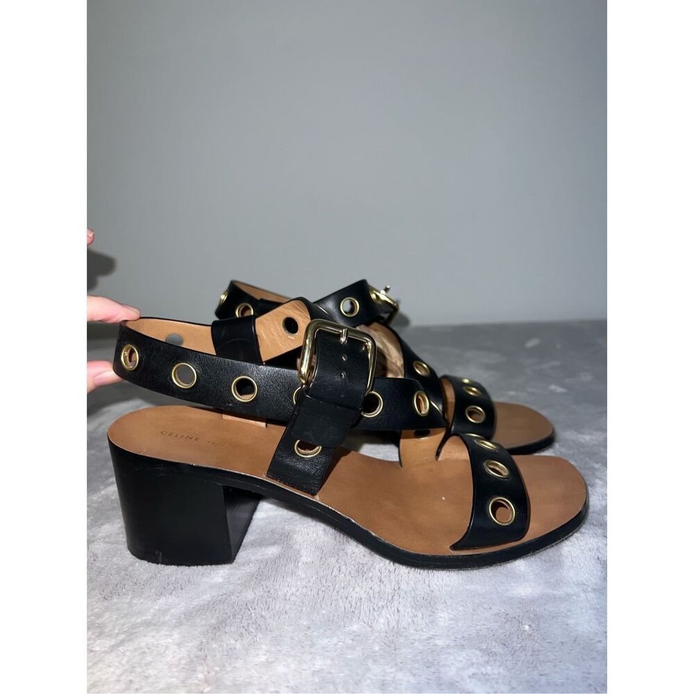 Celine Black and Gold Sandals